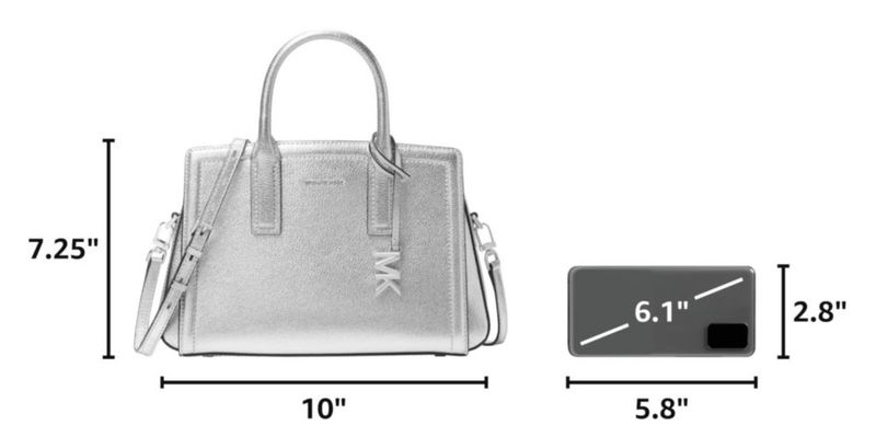 Bolso Satchel Michael Kors Laila Small en tono plateado