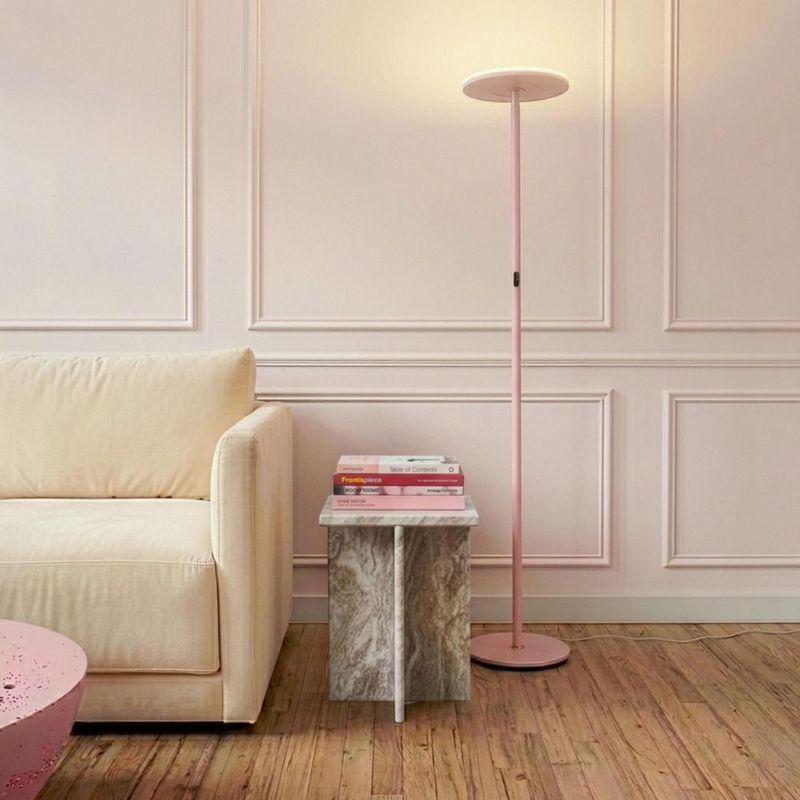 Lámpara de pie Brightech Sky LED regulable rosa mate