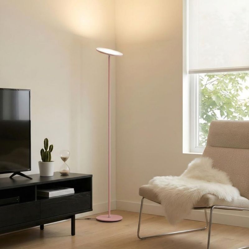 Lámpara de pie Brightech Sky LED regulable rosa mate