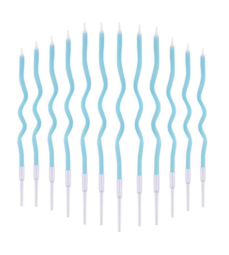 Paquete de 24 velas Cwise 17 cm espiral azul claro