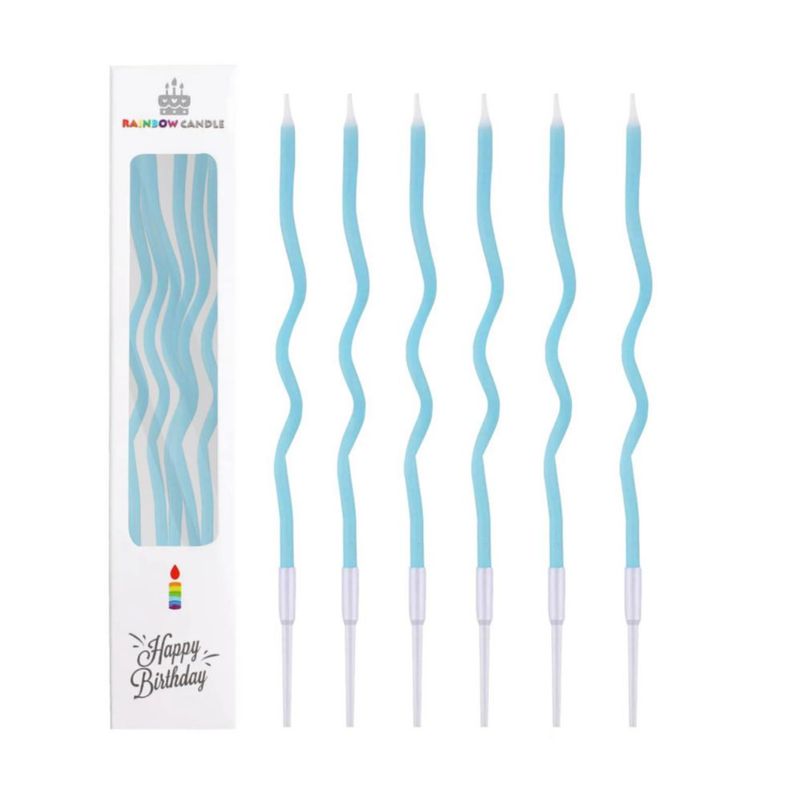 Paquete de 24 velas Cwise 17 cm espiral azul claro
