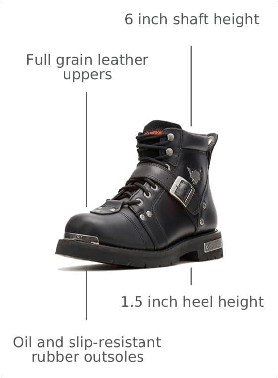 Bota Harley-Davidson 9 de cuero negro cañón de 15 cm