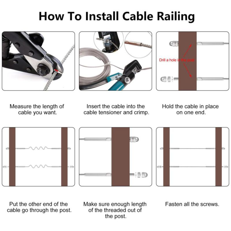 BLIKA Paquete de 10 espárragos terminales roscados para swage de 15 cm acero inoxidable T316