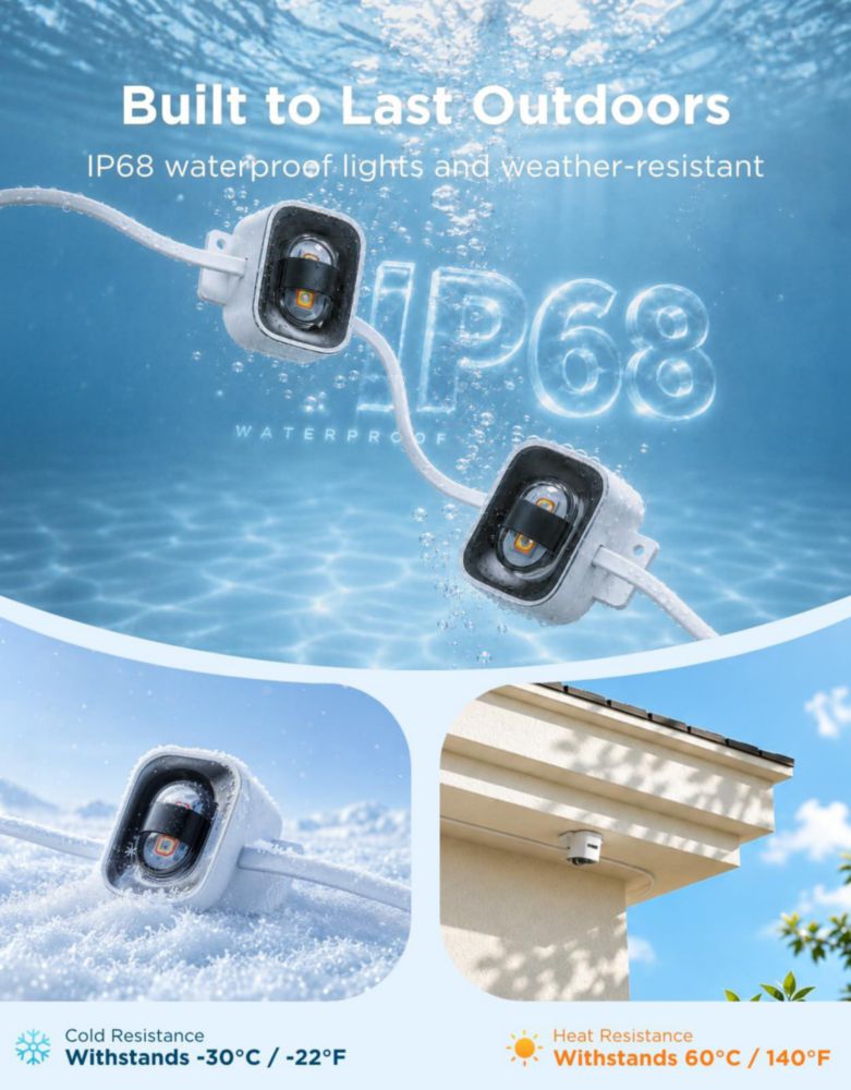 Guirnalda de luces Govee 61 m blanca IP68 impermeable
