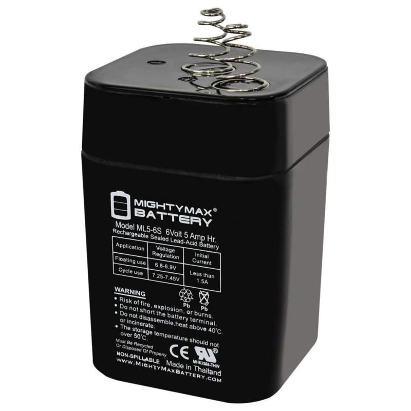 Batería Mighty Max ML5-6S 6 V 5 Ah SLA AGM con resorte S2
