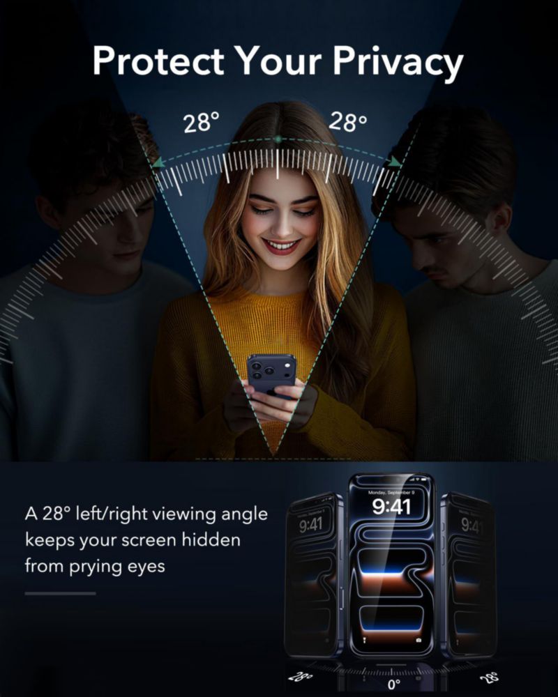 Protector de pantalla ESR para iPhone 18 Pro Max con privacidad - Pack de 3