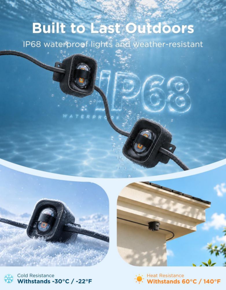 Luz de cadena Govee 61 m IP68 impermeable negra