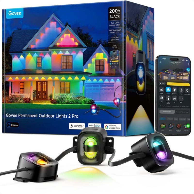 Luz de cadena Govee 61 m IP68 impermeable negra