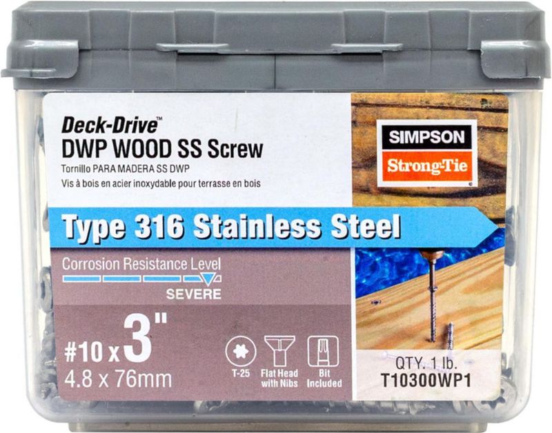 Tornillos Simpson Strong-Tie #10 x 76 mm 1 lb Tipo 316