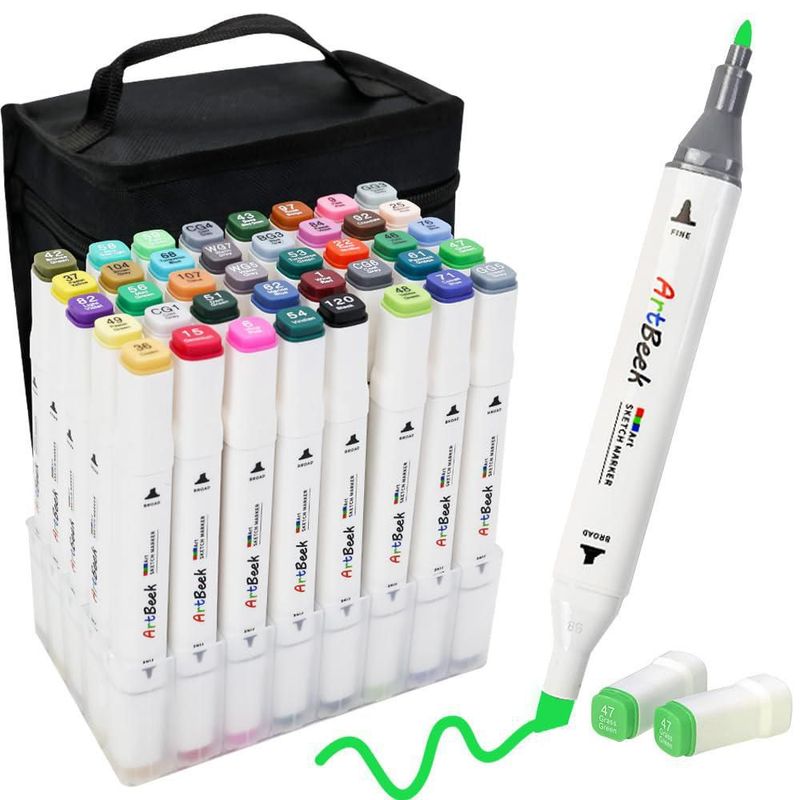 Marcadores ArtBeek 40 colores de doble punta a base de alcohol