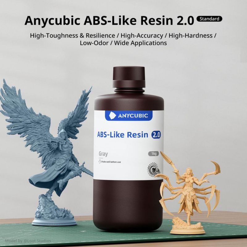 Resina ANYCUBIC tipo ABS 2.0 1 kg Gris HD de baja emisión de olor