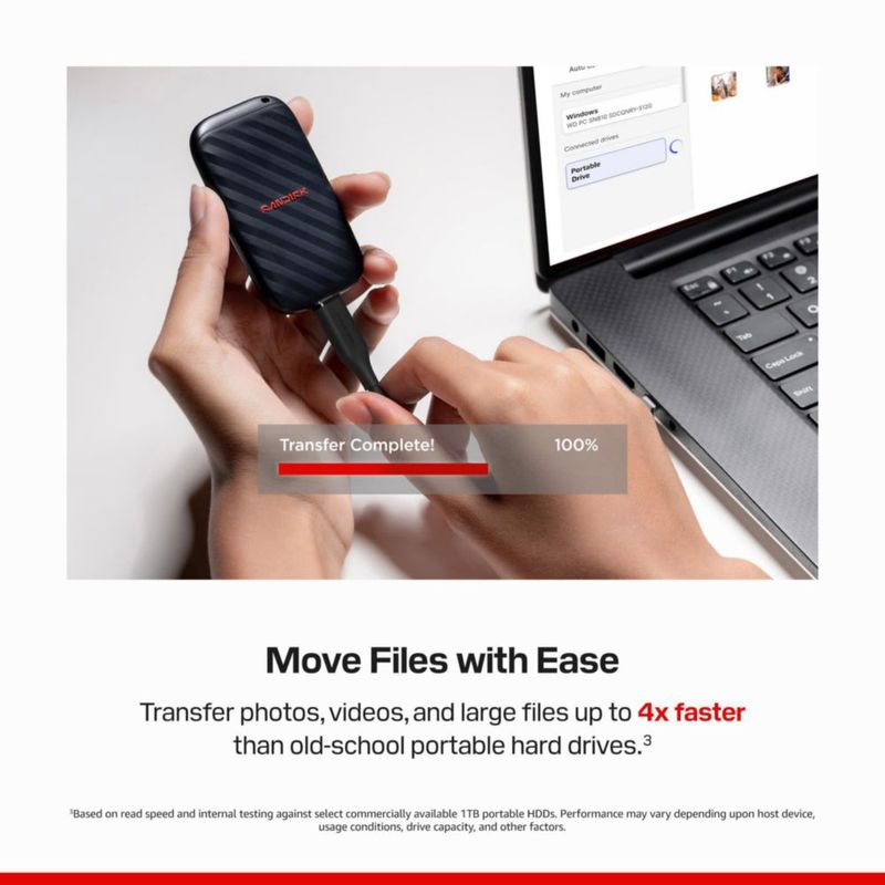 Unidad Portátil SANDISK 500 GB 600 MB/s Negro