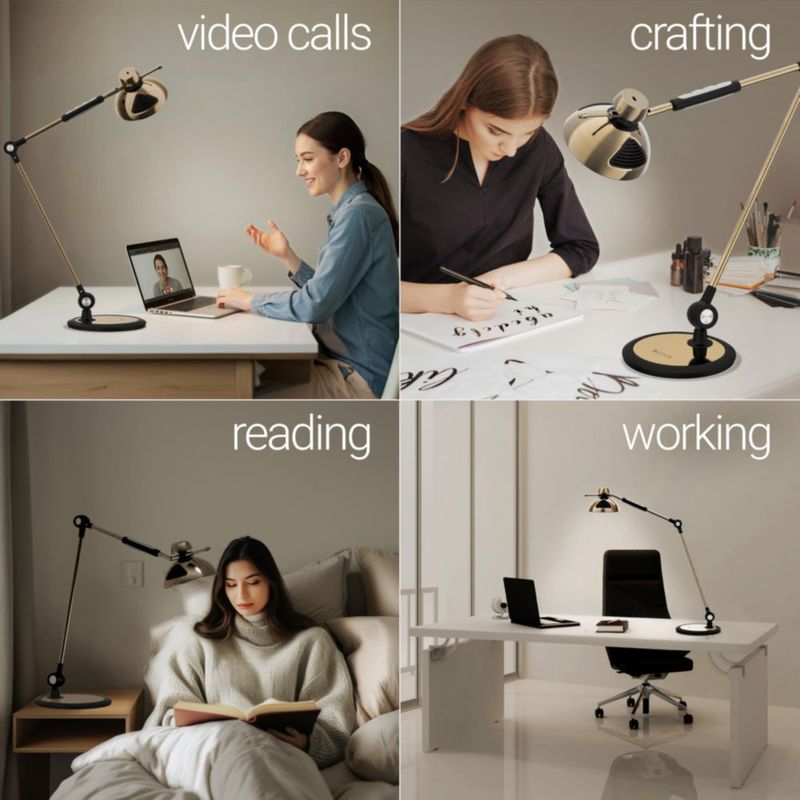 Lámpara LED de escritorio OTUS con control gestual acabado en latón 53 cm