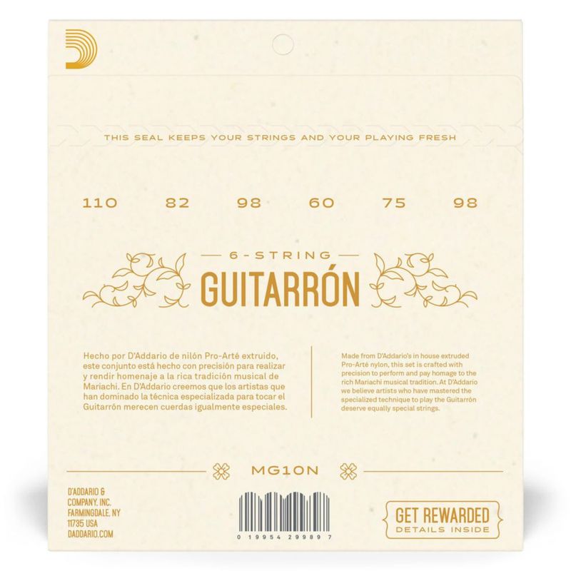 Cuerdas D'Addario MG10N para Guitarrón – Tensión Normal