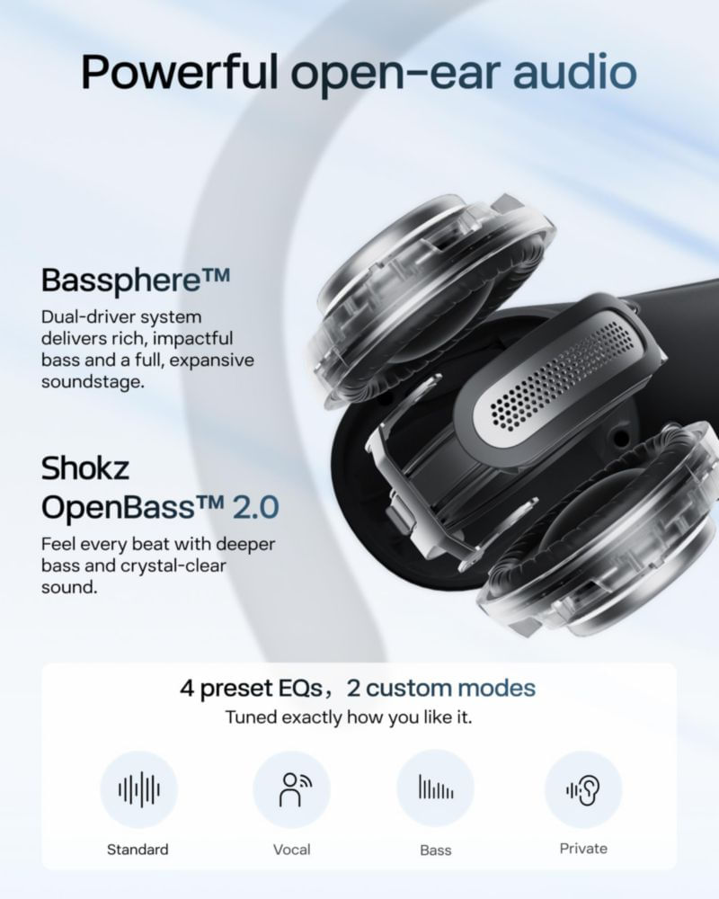 Auriculares SHOKZ OpenFit Air 2 negros resistentes al agua
