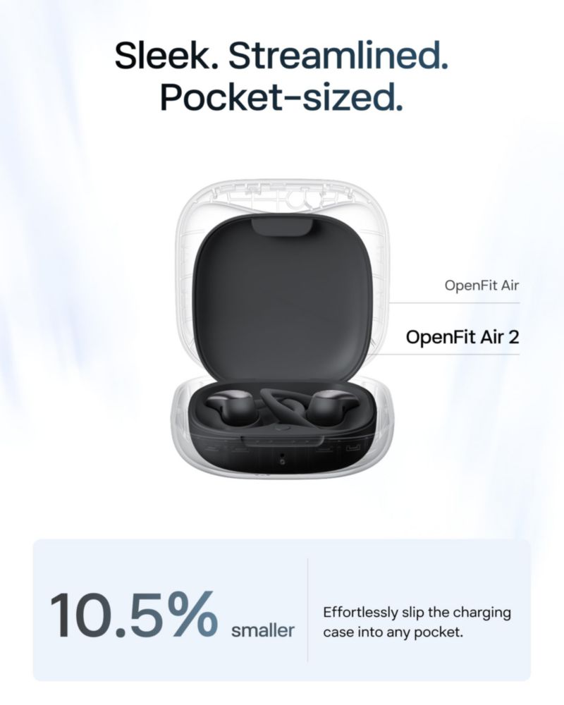 Auriculares SHOKZ OpenFit Air 2 negros resistentes al agua