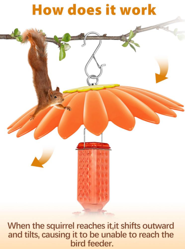 Alimentador para colibríes andergi con cubierta protectora contra la lluvia de 27 cm – Naranja