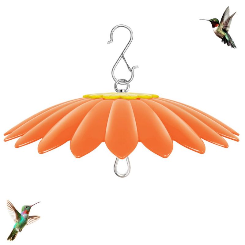 Alimentador para colibríes andergi con cubierta protectora contra la lluvia de 27 cm – Naranja