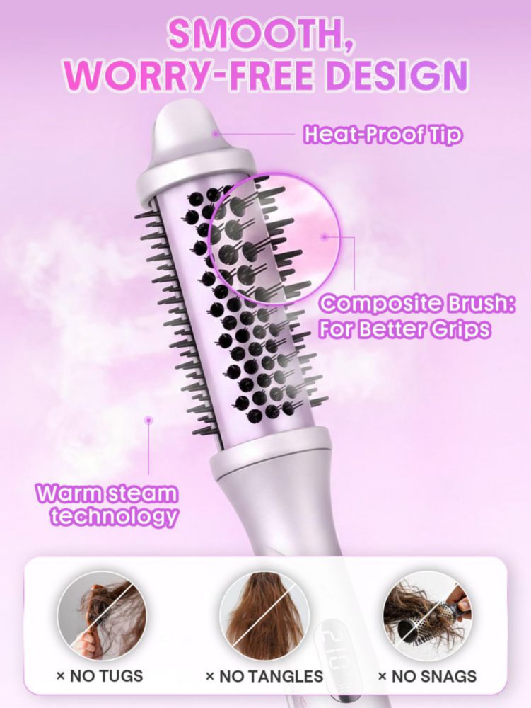 Cepillo térmico de vapor SHEGLAM 38 cm redondo – Secado y vapor