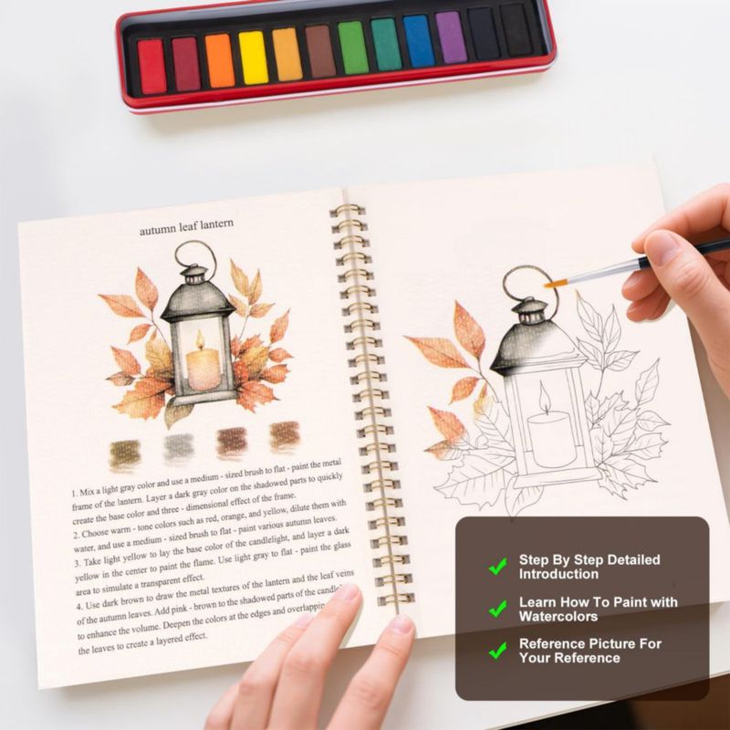 Kit de Acuarela Metyond 12 colores + Cuaderno de ejercicios Otoñal