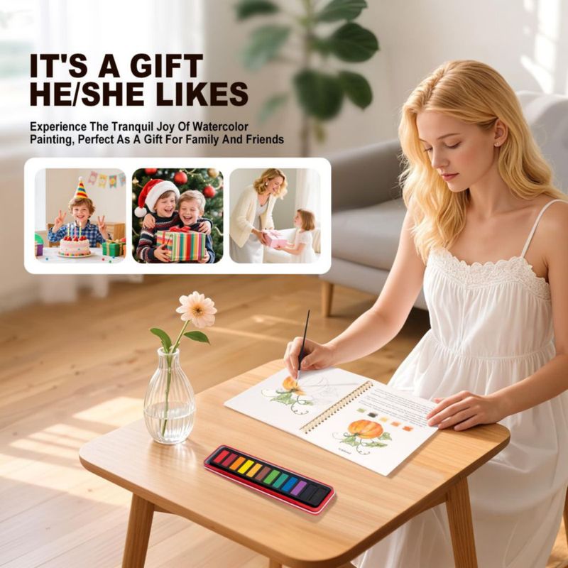 Kit de Acuarela Metyond 12 colores + Cuaderno de ejercicios Otoñal