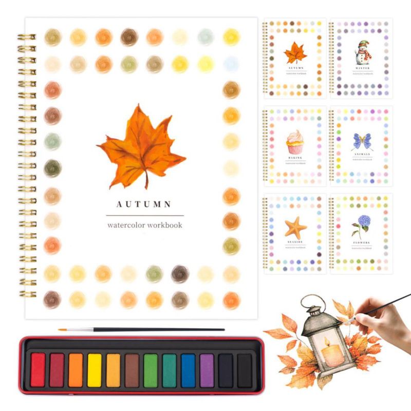 Kit de Acuarela Metyond 12 colores + Cuaderno de ejercicios Otoñal