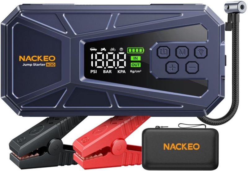 Arrancador de Batería NACKEO 8000A con Compresor de Aire 160 PSI 12V