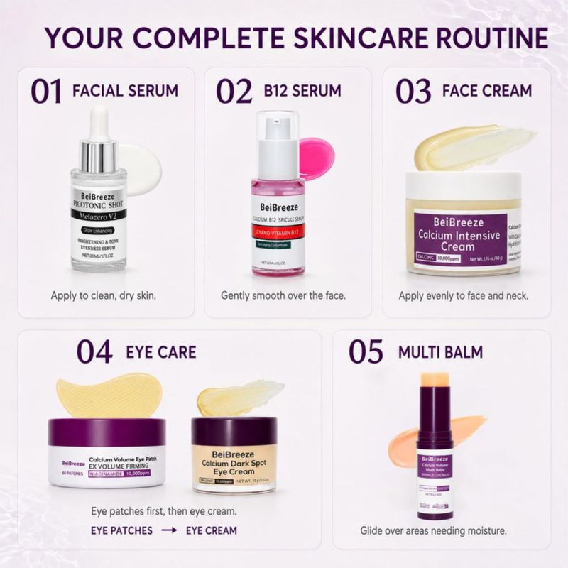 Set de Cuidado Facial BeiBreeze – Rutina Hidratante de 6 Piezas