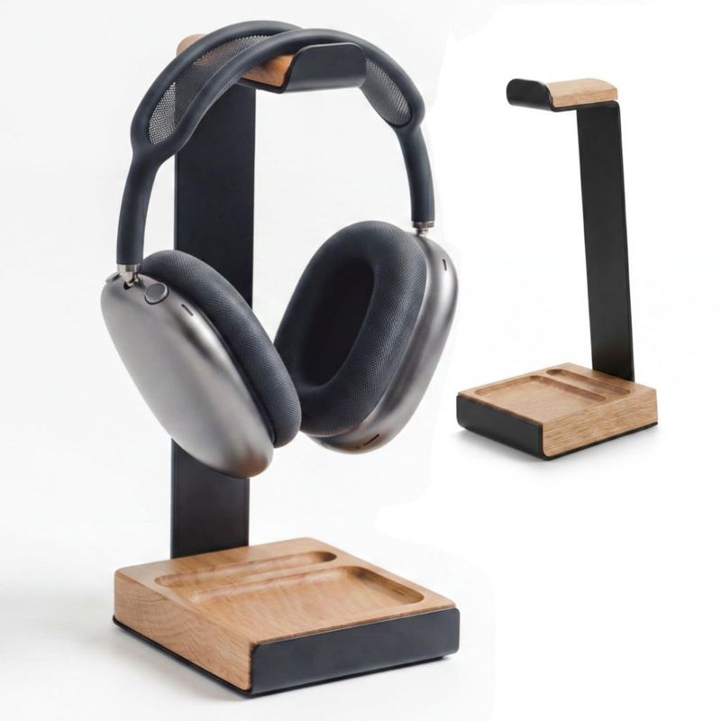 Soporte para auriculares COREMINDED 265 x 119 x 10 cm Madera de roble
