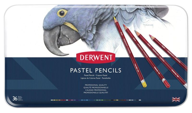 Lápices de pastel Derwent 36 unidades en lata metálica 4 mm