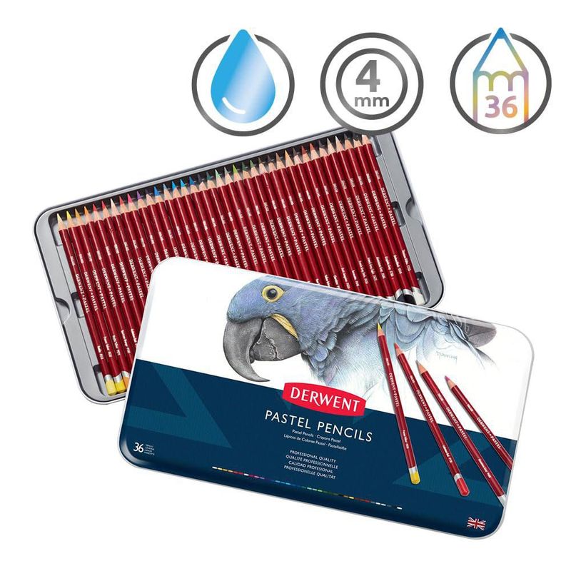 Lápices de pastel Derwent 36 unidades en lata metálica 4 mm