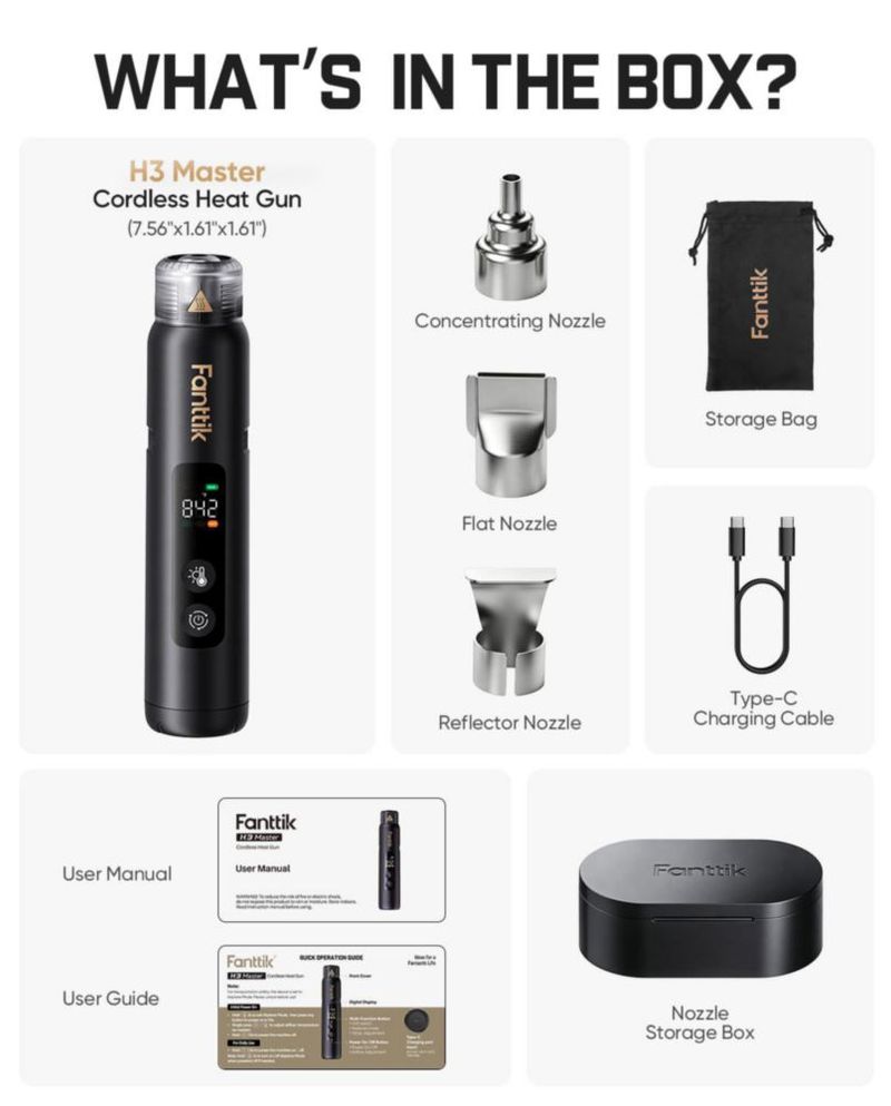 Pistola de Calor Fanttik Mini Inalámbrica 450 °C para Impresión 3D