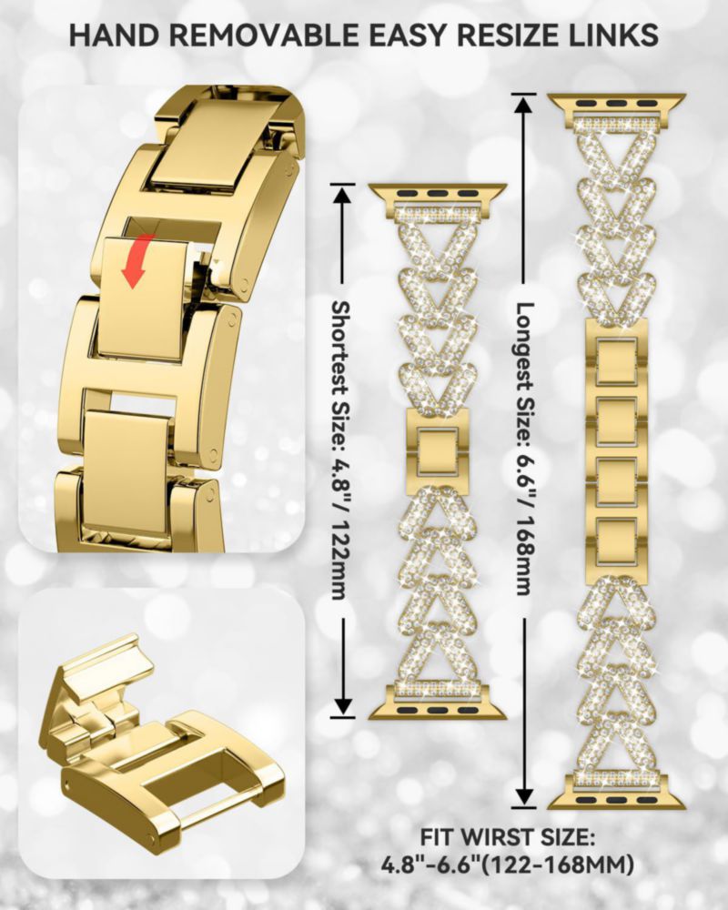 Correa para Apple Watch LUOHIA 38‑49 mm joyería dorada con cristales