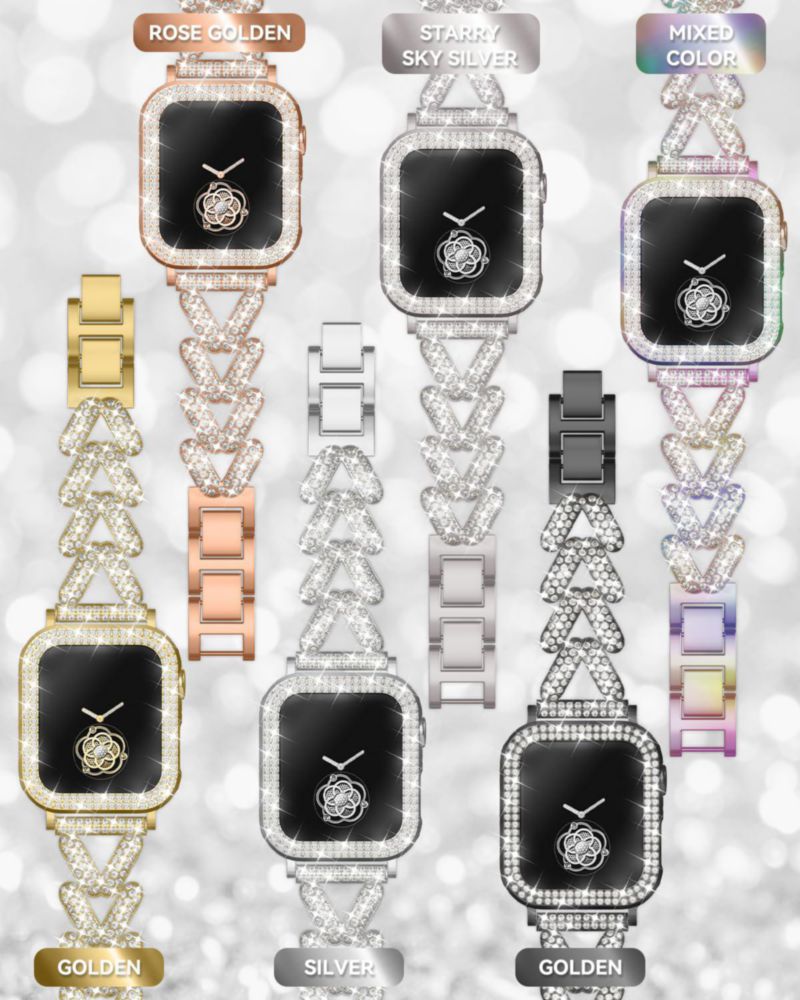 Correa para Apple Watch LUOHIA 38‑49 mm joyería dorada con cristales