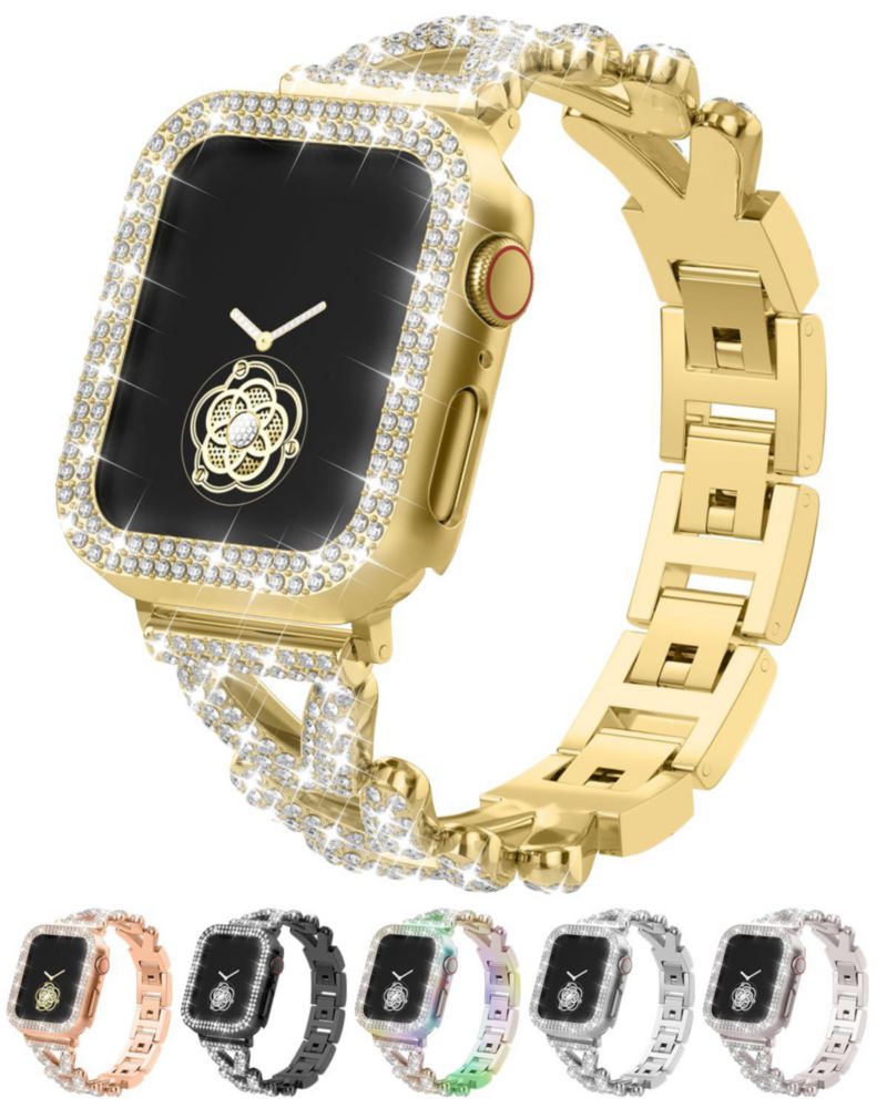 Correa para Apple Watch LUOHIA 38‑49 mm joyería dorada con cristales