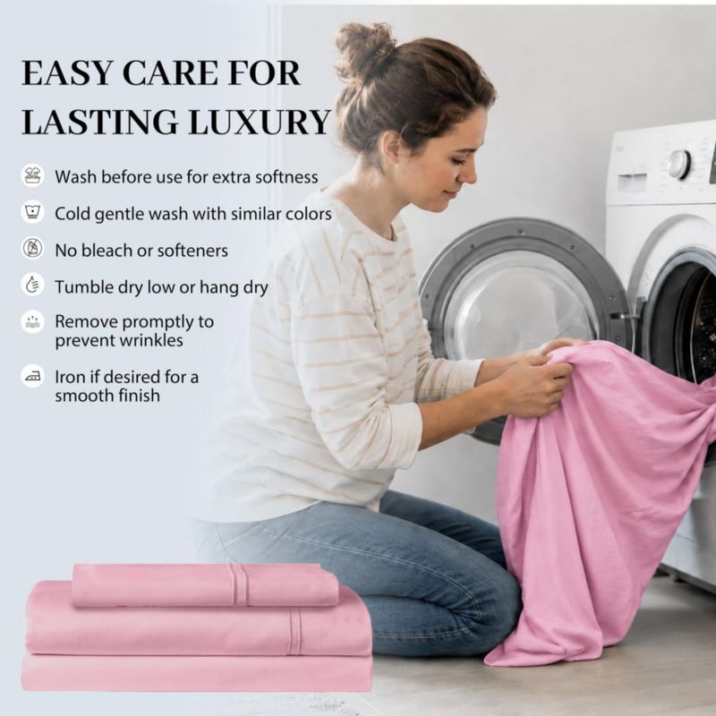 Juego de sábanas Mayil Manor Twin XL 500TC Algodón Satén Rosa 3 piezas