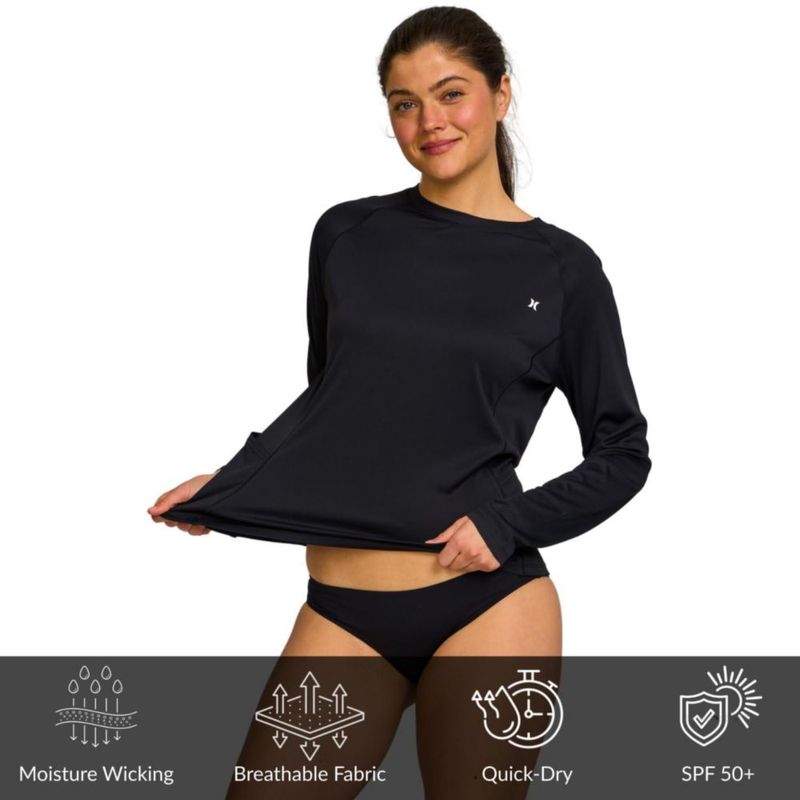 Camiseta de Protección Solar Hurley Mujer SPF 50+ con Bolsillos - Negra