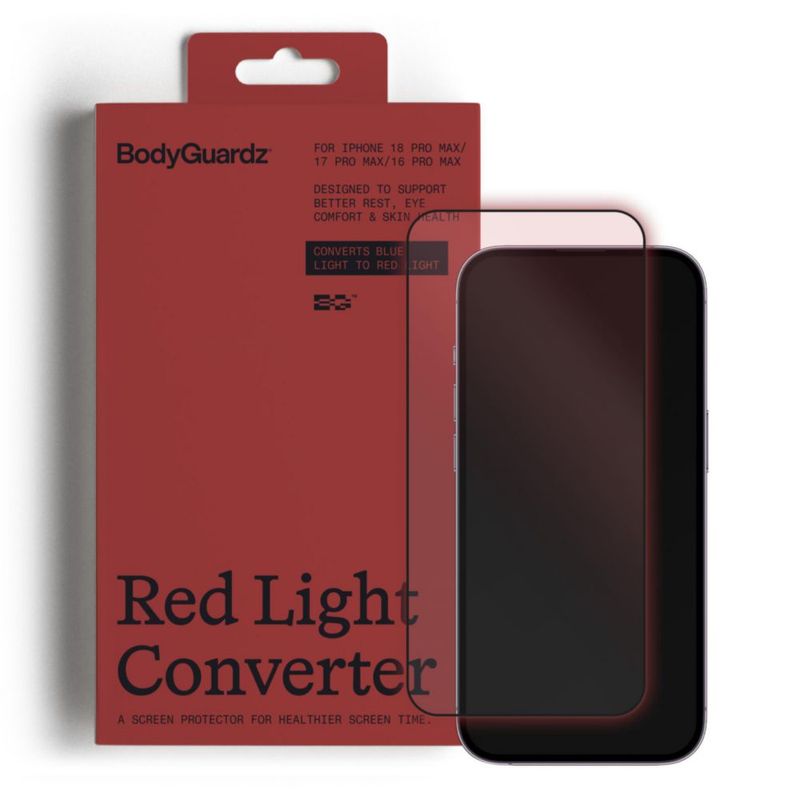 Protector de pantalla BodyGuardz para iPhone 18 Pro Max con luz roja
