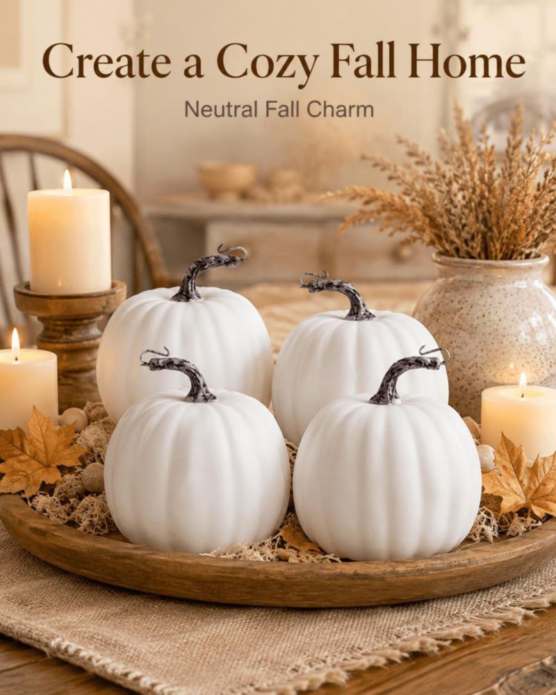 Calabazas artificiales vensovo 15 cm blancas paquete de 4
