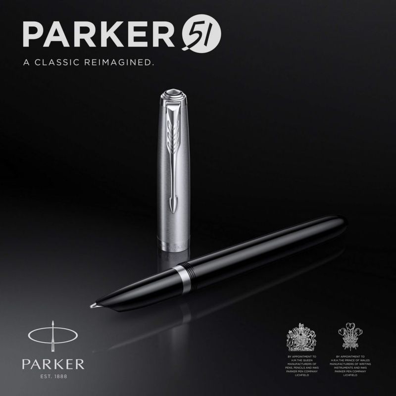 Pluma estilográfica Parker 51 negra de punta fina – Caja de regalo