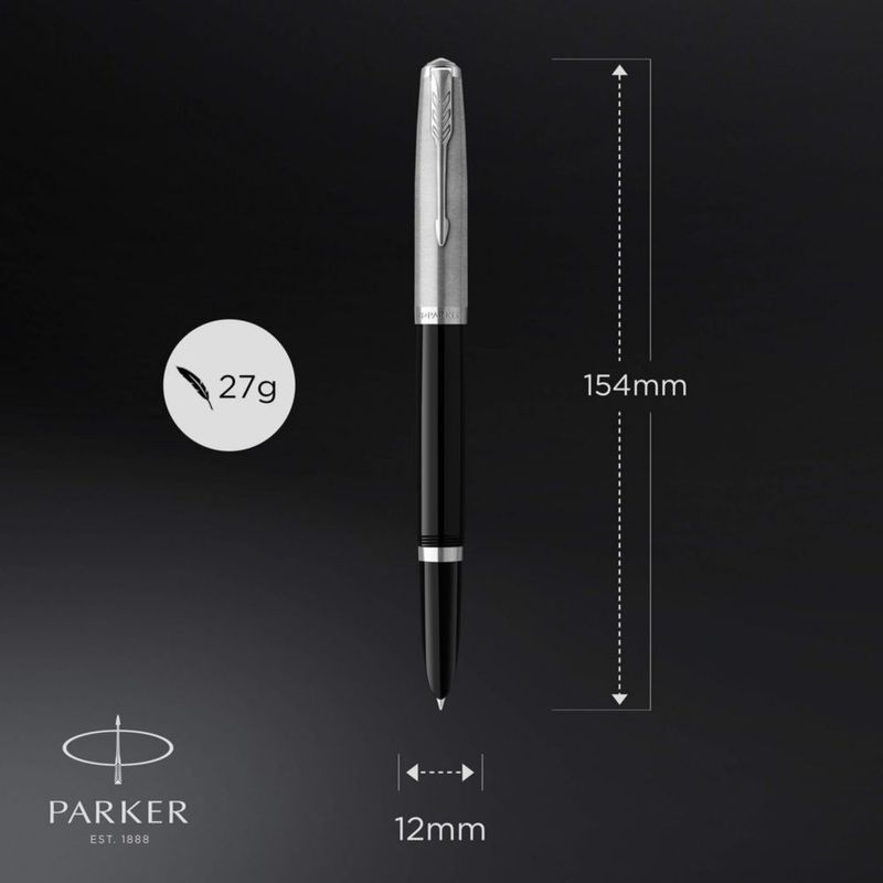 Pluma estilográfica Parker 51 negra de punta fina – Caja de regalo