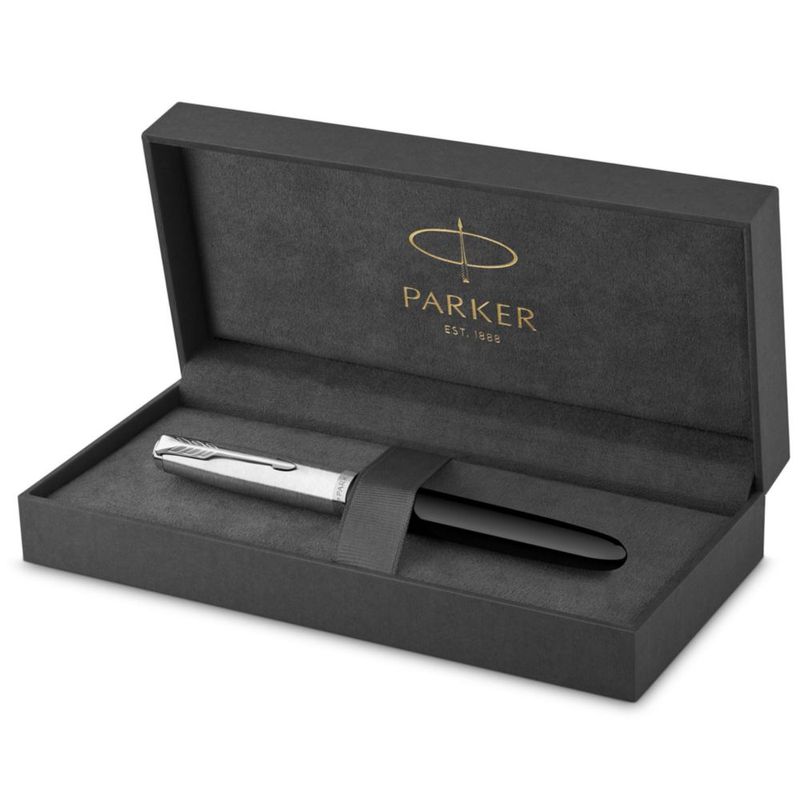 Pluma estilográfica Parker 51 negra de punta fina – Caja de regalo