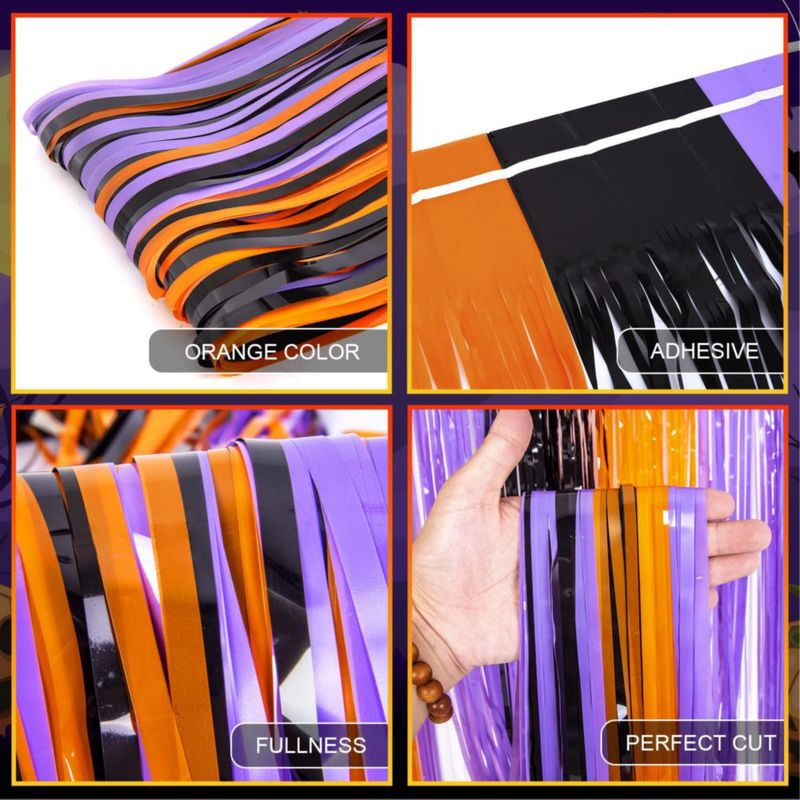 Telón de fondo LOLStar 33 × 2 m Naranja Morado y Negro – Juego de 3