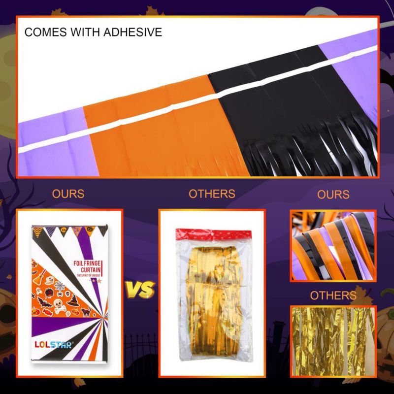 Telón de fondo LOLStar 33 × 2 m Naranja Morado y Negro – Juego de 3