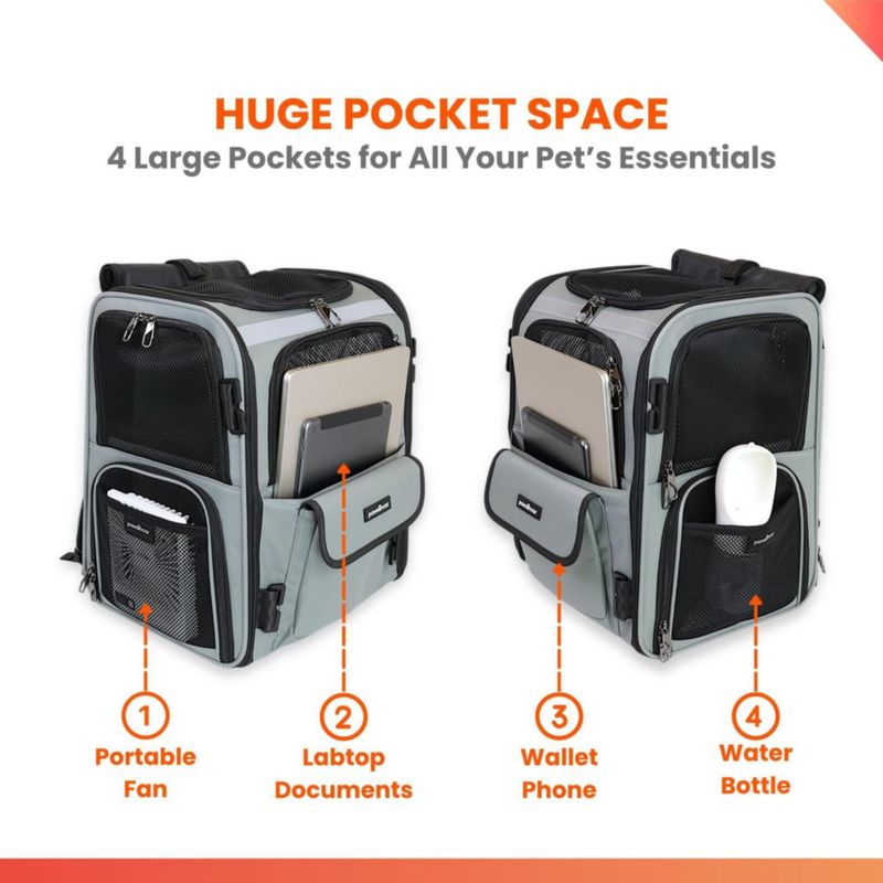 Mochila transportadora para gatos pawsincar certificada en pruebas de choque y expandible