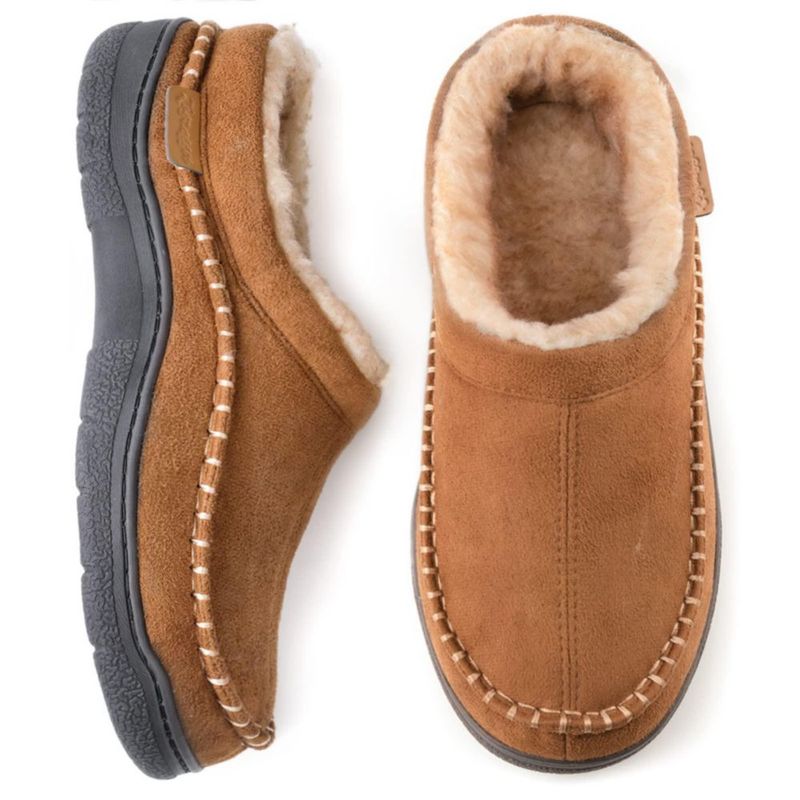 Pantufla Zigzagger 27 cm color marrón claro peluda y cómoda para casa