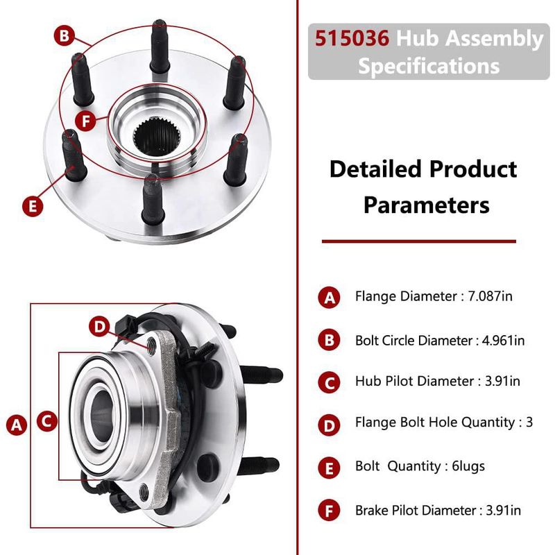 Rodamiento de cubo de rueda JLEO 515036 4WD 6 pernos con sensor ABS