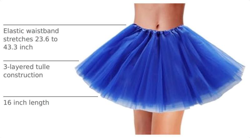 Falda tutú SUFEINI de 41 cm para adultos – Azul vibrante