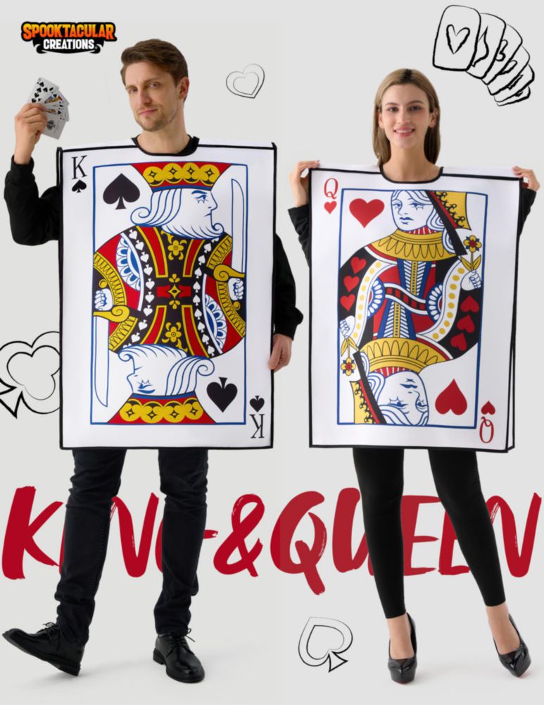 Disfraz de Rey y Reina de Carta – Juego de 2 piezas – Spooktacular Creations