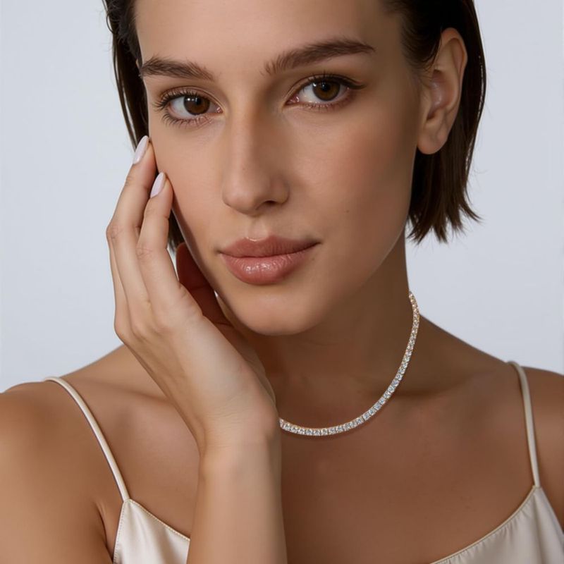 Collar tennis Gemsme 45 cm con zirconia cúbica y baño de oro